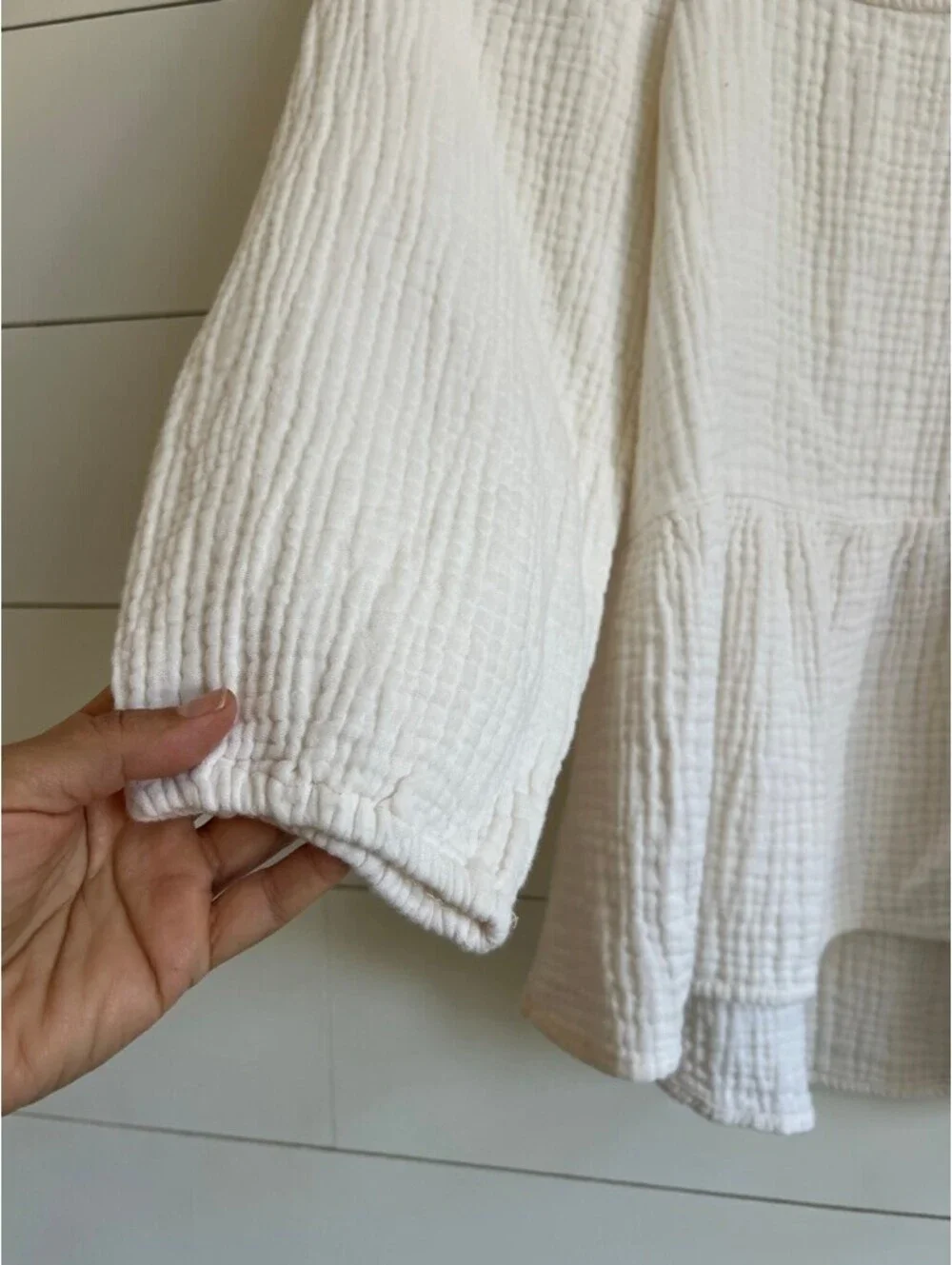 Madewell Lightspun Millbrook Puff-Sleeve Peplum Top Women's Size XS Minimal Boho